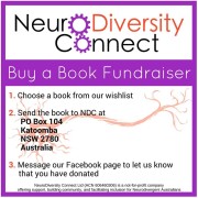 Image contains instructions for donating to the NeuroDiversity Connect library which have been described in the post.